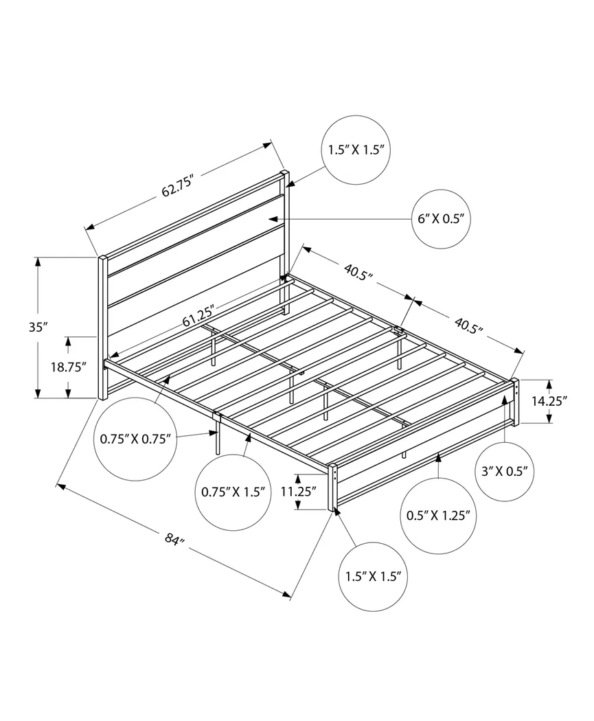 Zeusaid Gray Queen Bed - Thumbnail - Image 3