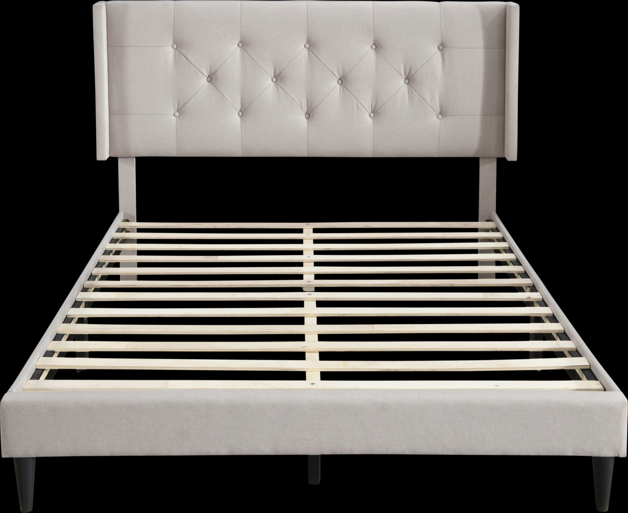 Zillesa Beige Wingback Upholstered Queen Bed - Thumbnail - Image 2