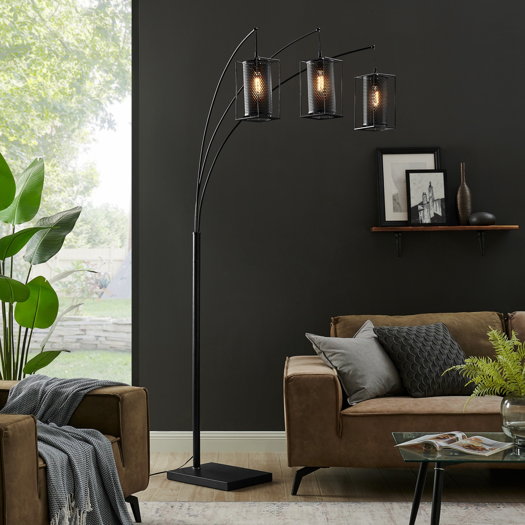Zimke Cove Black 3-Arc Floor Lamp - Thumbnail - Image 2