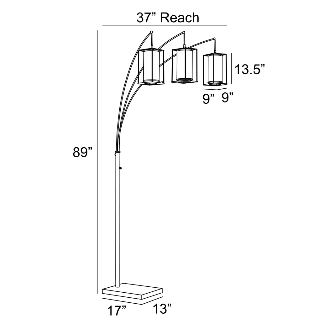 Zimke Cove Black 3-Arc Floor Lamp - Thumbnail - Image 4