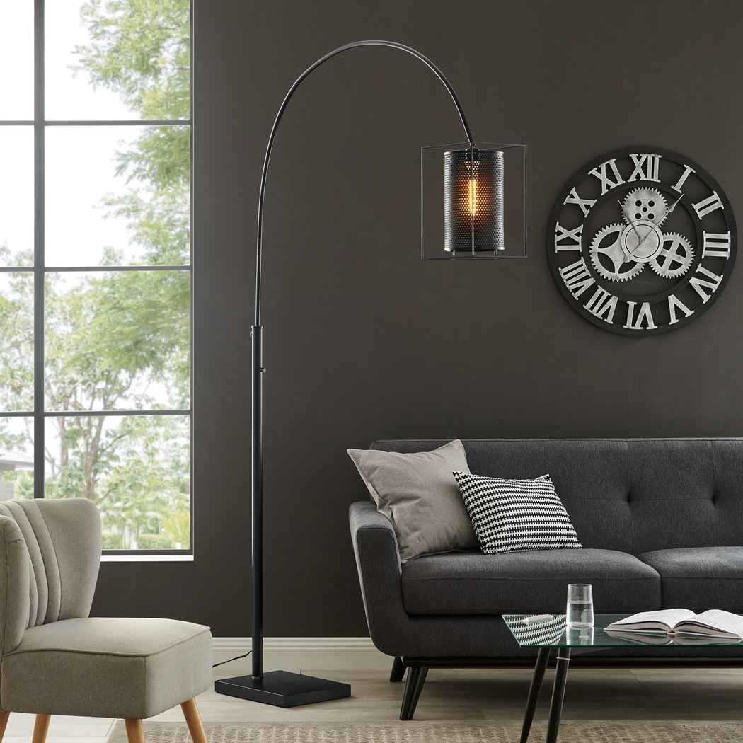 Zimke Cove Black Arc Floor Lamp - Thumbnail - Image 2