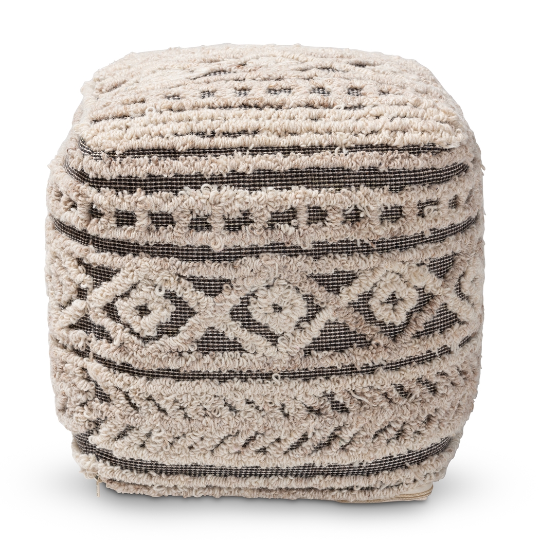 Zoar Heights Beige Pouf - Thumbnail - Image 2