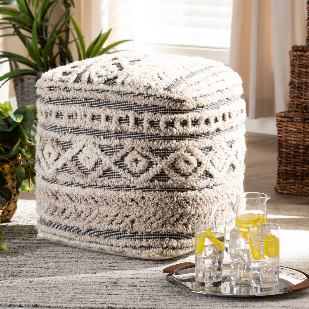 Zoar Heights Beige Pouf - Thumbnail - Image 4