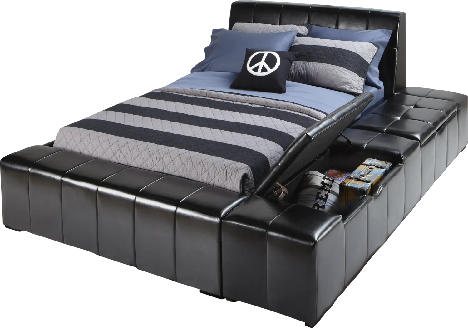 Zoey Black 4 Pc Full Storage Bed - Thumbnail - Image 2
