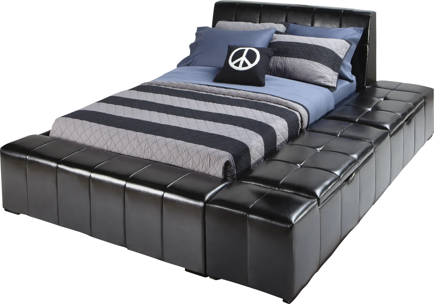 Zoey Black 4 Pc Full Storage Bed - Thumbnail - Image 1