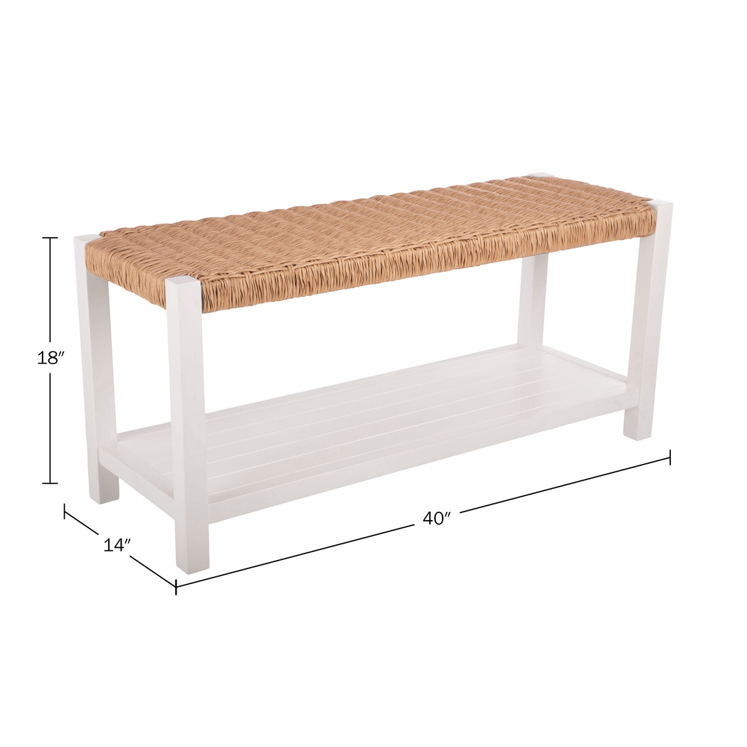Zorvyn White/Natural Storage Bench - Thumbnail - Image 5