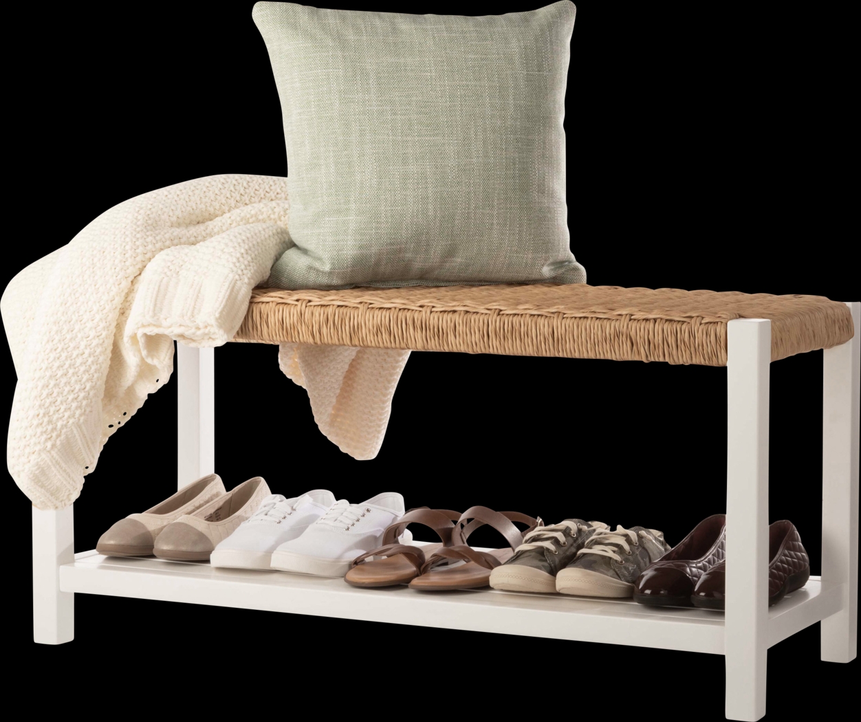 Zorvyn White/Natural Storage Bench - Thumbnail - Image 6
