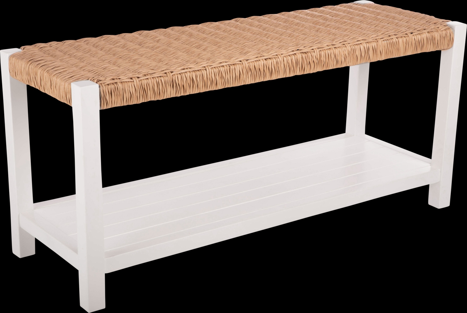 Zorvyn White/Natural Storage Bench - Thumbnail - Image 1