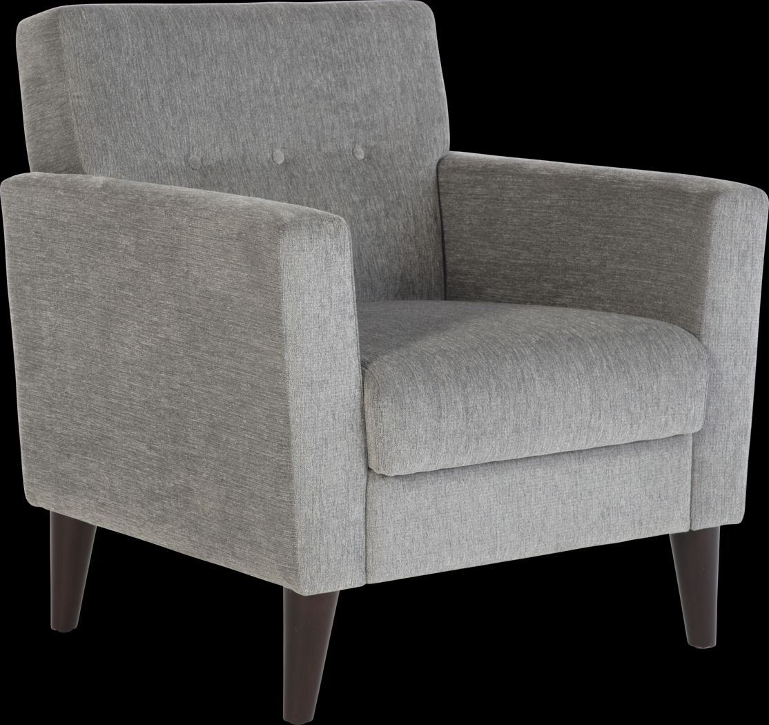 Zouave Gray Accent Chair and Ottoman - Thumbnail - Image 2
