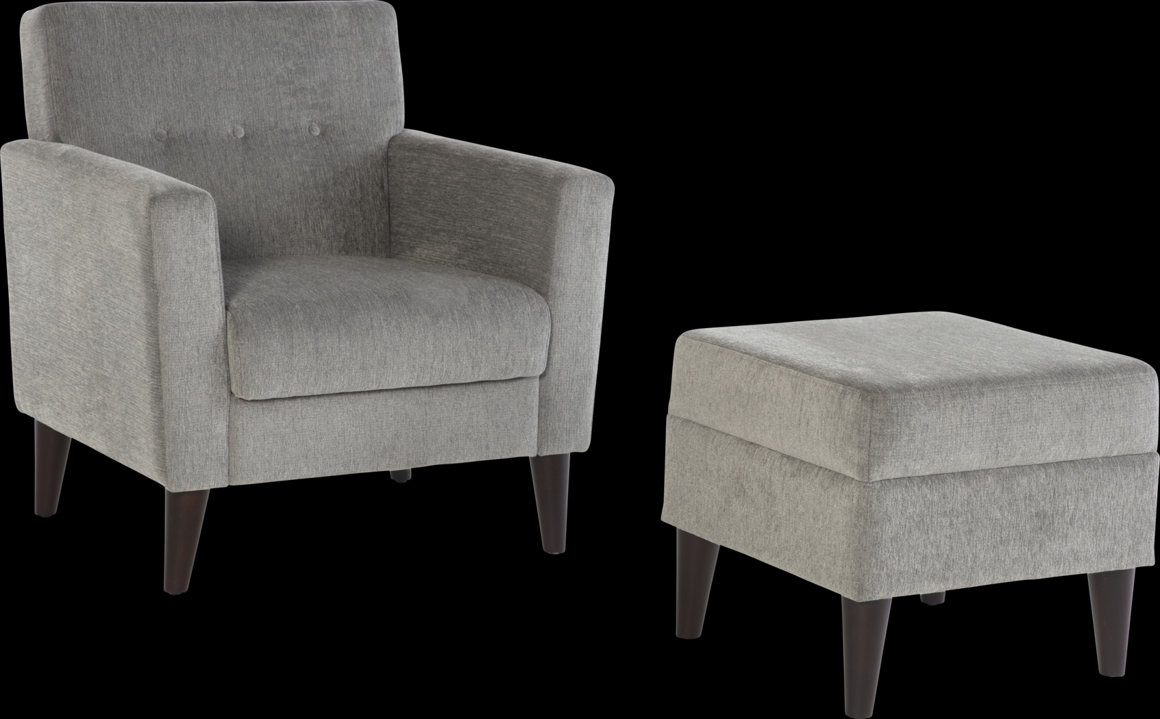 Zouave Gray Accent Chair and Ottoman - Thumbnail - Image 1