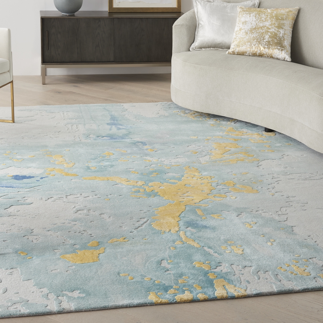 Zoulez Seafoam/Gold 7'9 x 9'9 Rug - Thumbnail - Image 7