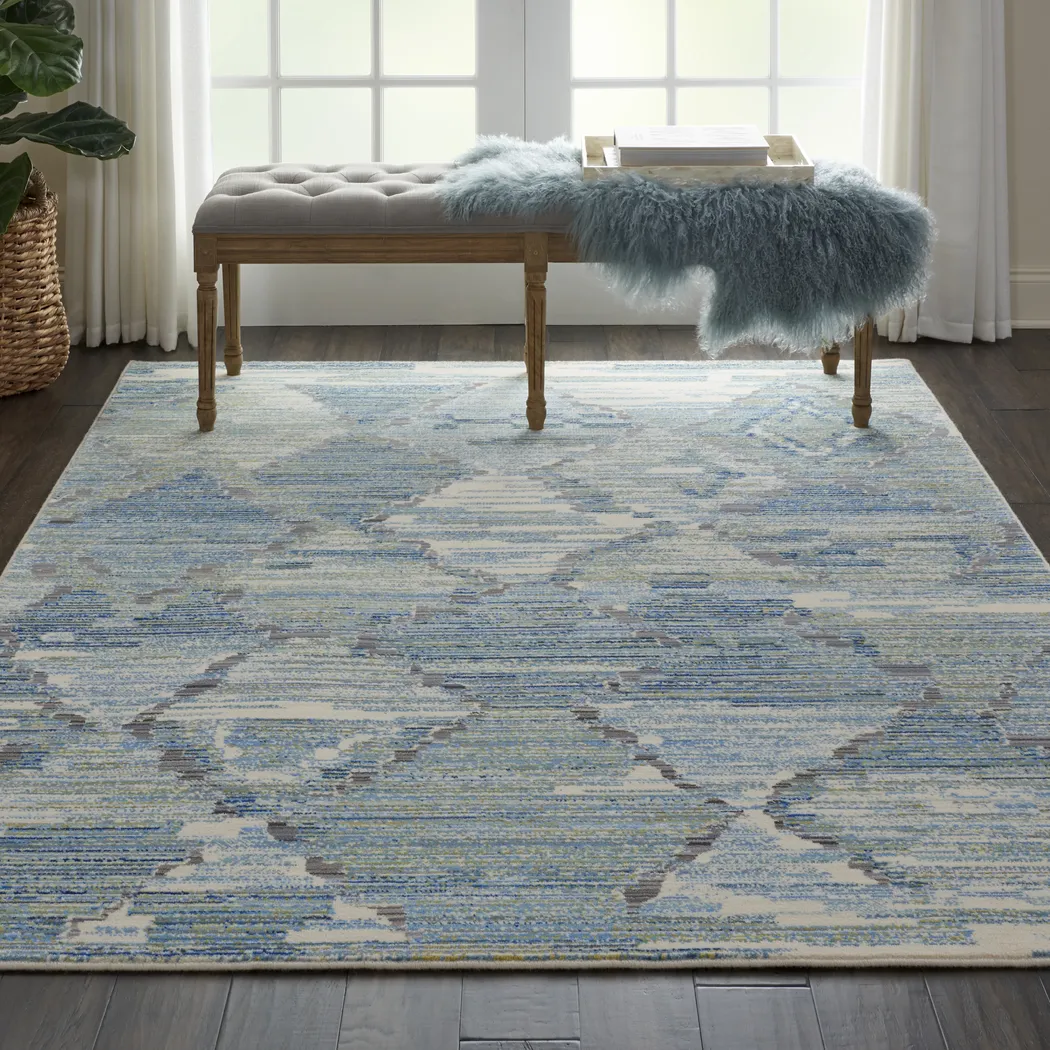 Zuma Beach Blue 5'6 x 8' Rug - Thumbnail - Image 4