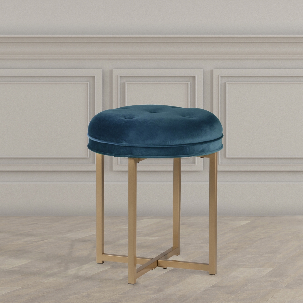 Zygmont Blue Vanity Stool - Thumbnail - Image 3