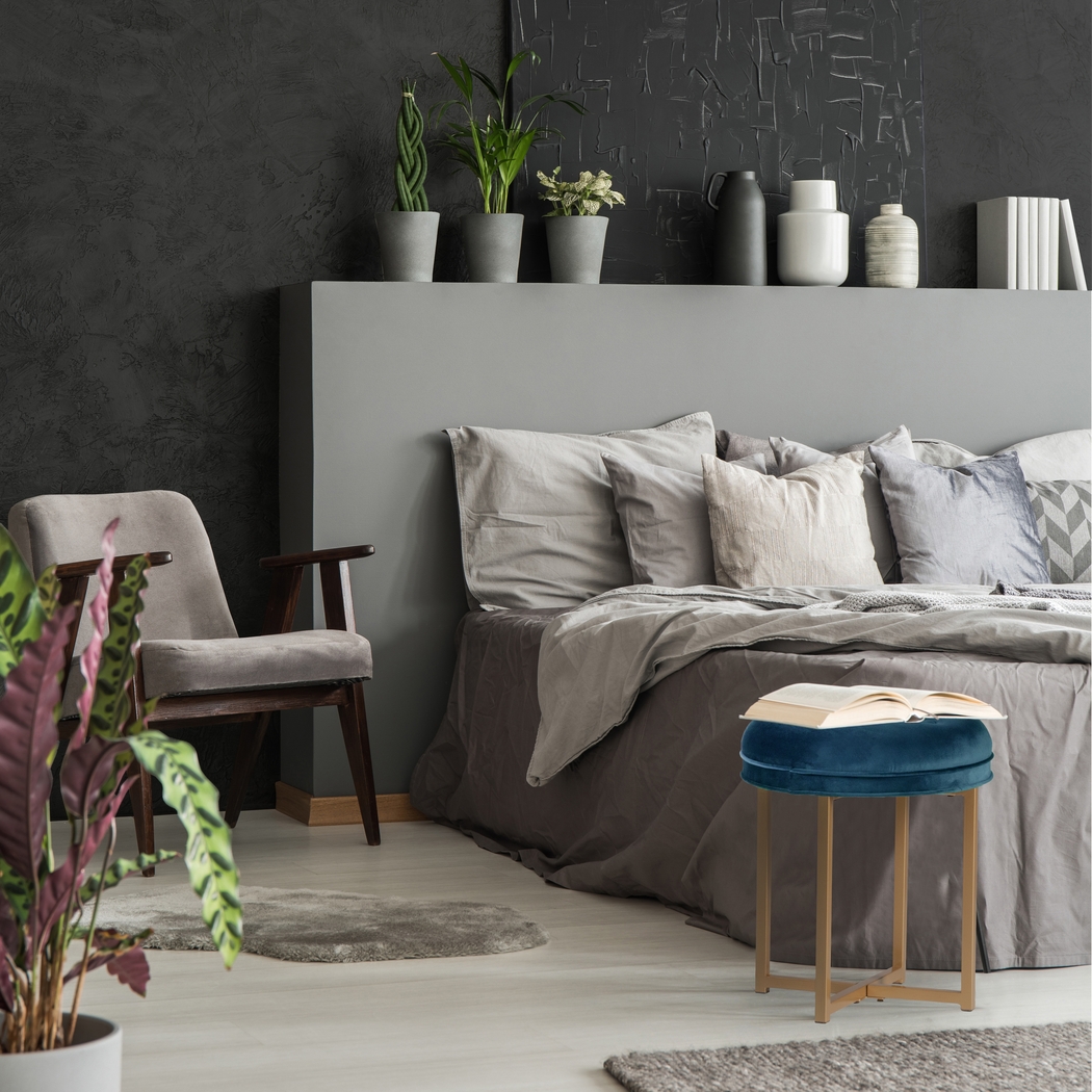 Zygmont Blue Vanity Stool - Thumbnail - Image 4