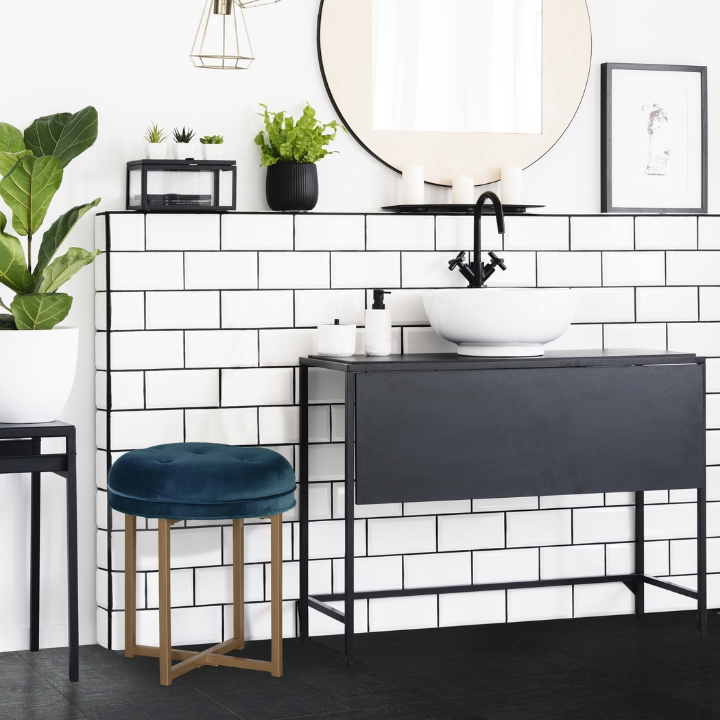 Zygmont Blue Vanity Stool - Thumbnail - Image 6