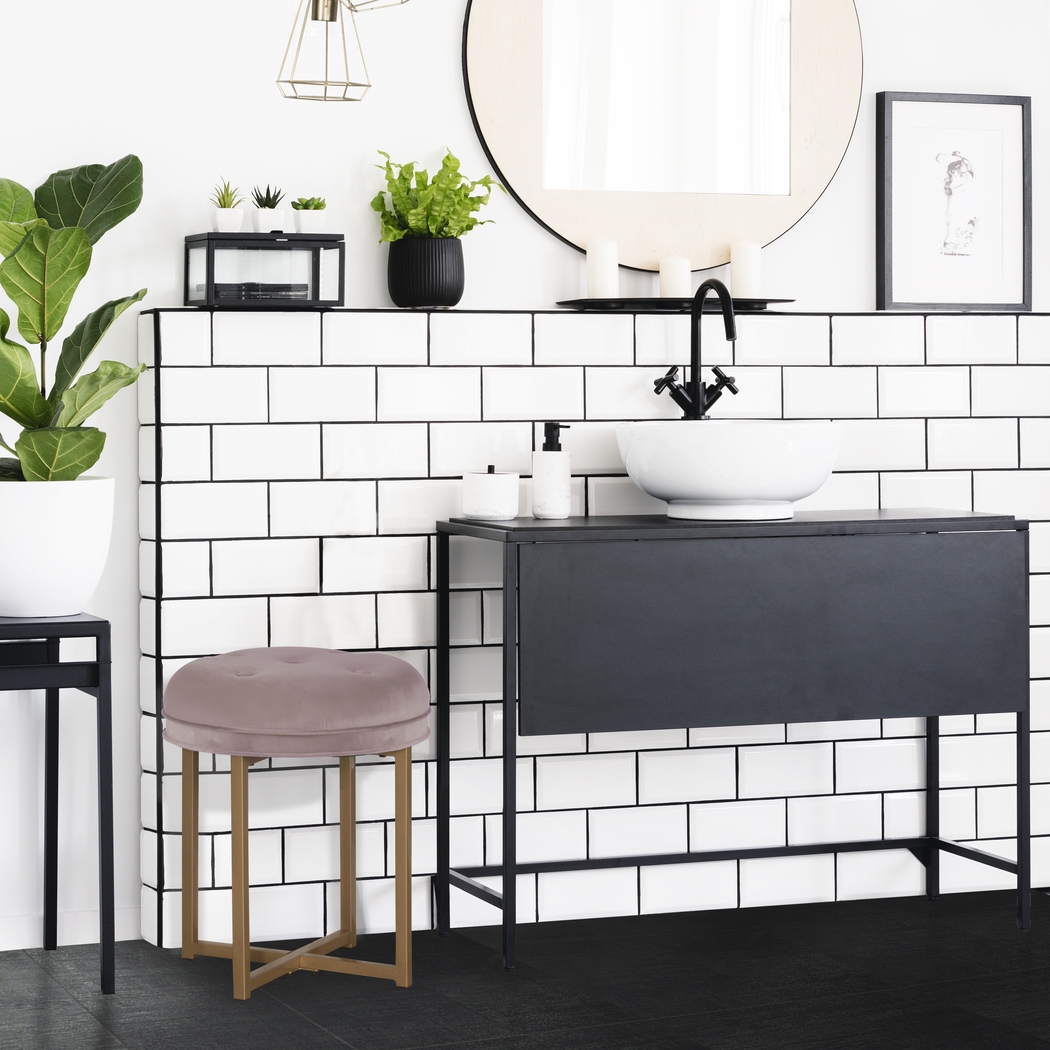 Zygmont Pink Vanity Stool - Thumbnail - Image 4