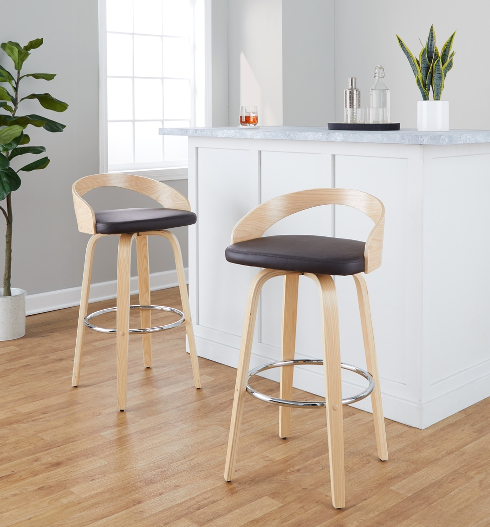 Zykaan X Brown Swivel Barstool, Set of 2 - Thumbnail - Image 4