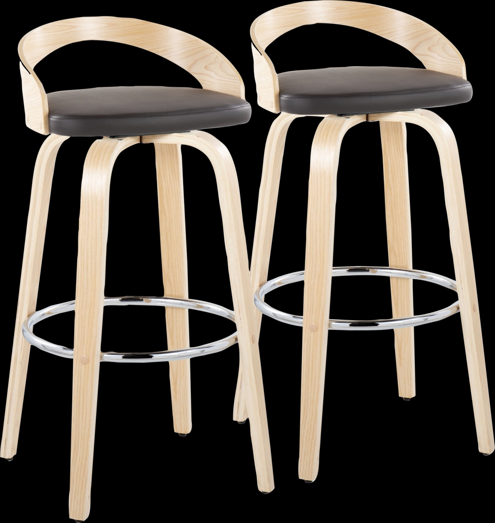 Zykaan X Brown Swivel Barstool, Set of 2 - Thumbnail - Image 1