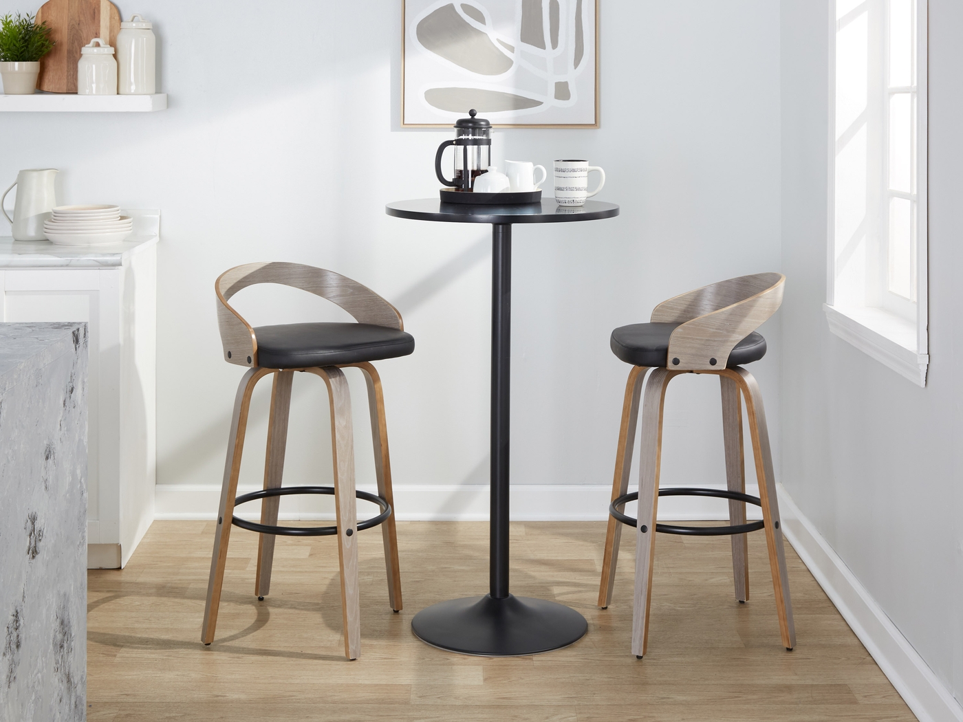 Zykan I Black Swivel Barstool, Set of 2 - Thumbnail - Image 3