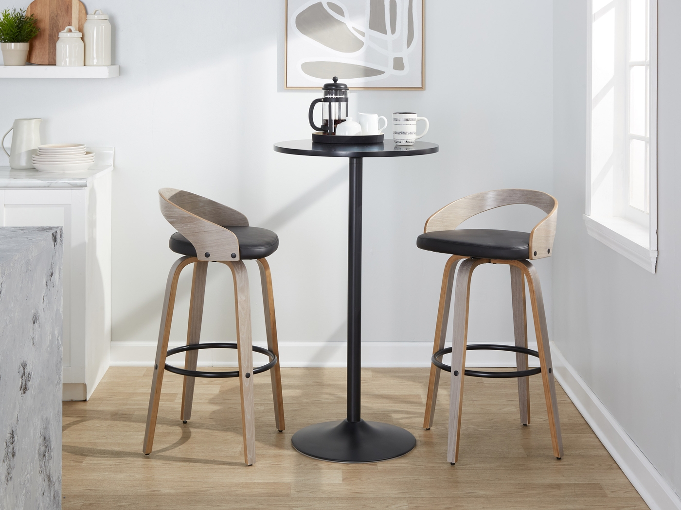 Zykan I Black Swivel Barstool, Set of 2 - Thumbnail - Image 5