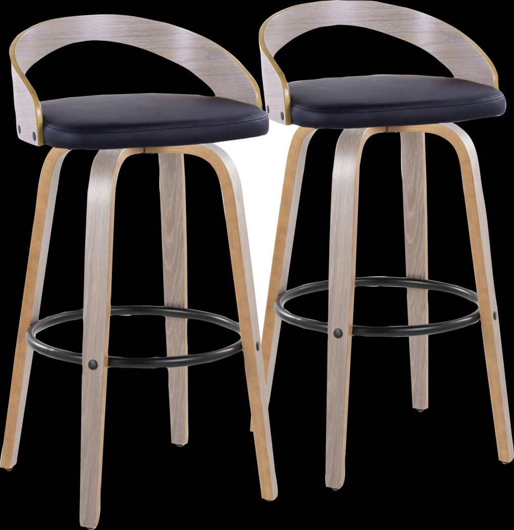 Zykan I Black Swivel Barstool, Set of 2 - Thumbnail - Image 1