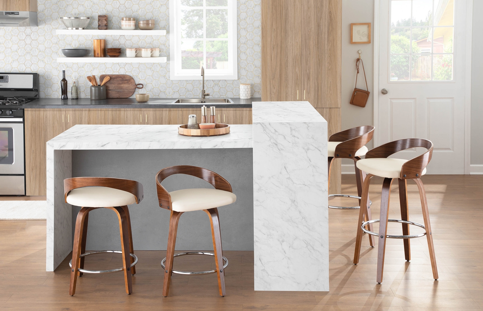 Zykan II Cream Counter Height Stool, Set of 2 - Thumbnail - Image 3