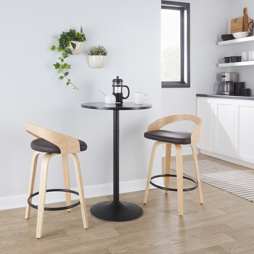 Zykan III Brown Swivel Counter Height Stool, Set of 2 - Thumbnail - Image 2