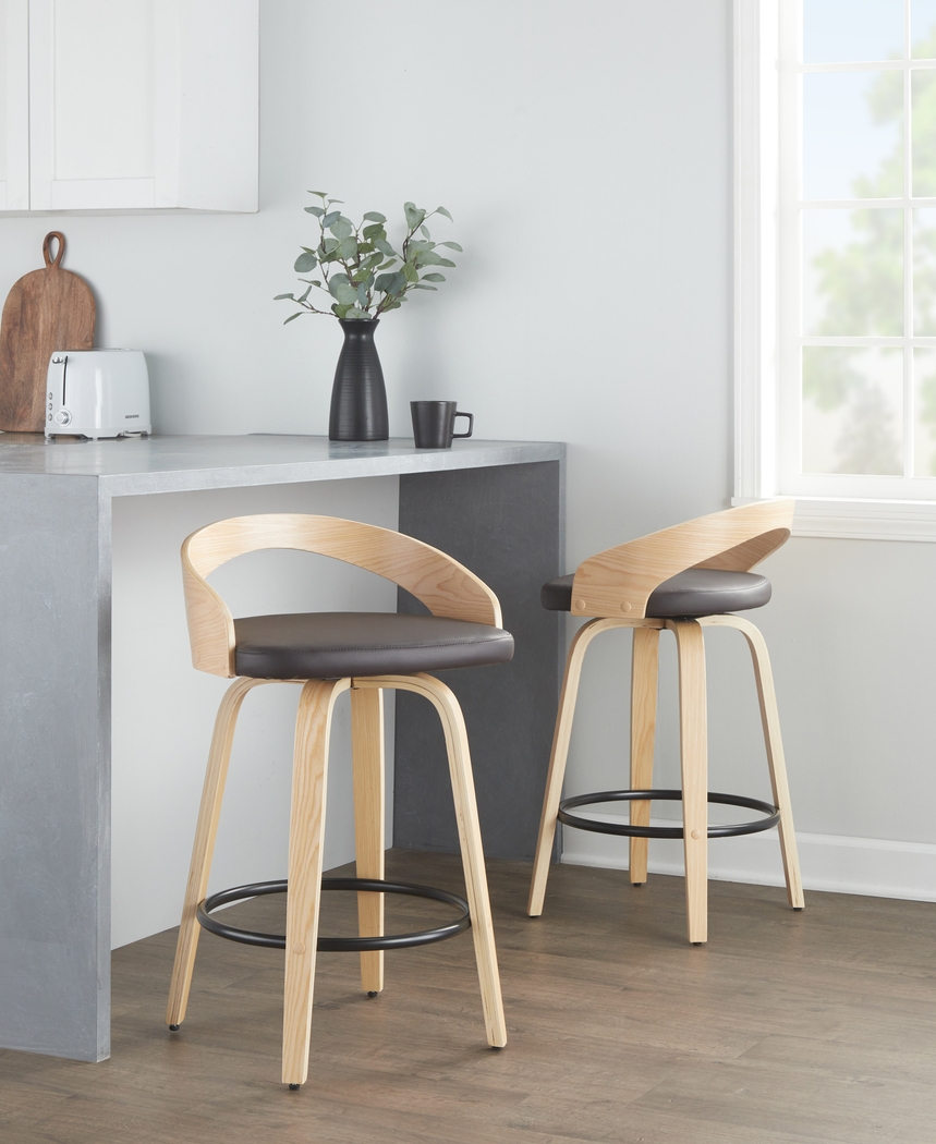 Zykan III Brown Swivel Counter Height Stool, Set of 2 - Thumbnail - Image 9