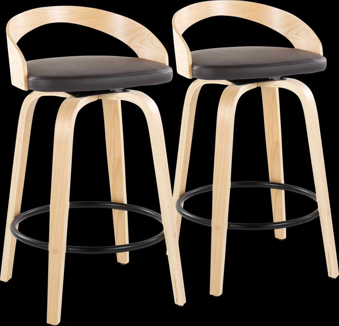 Zykan III Brown Swivel Counter Height Stool, Set of 2 - Thumbnail - Image 1