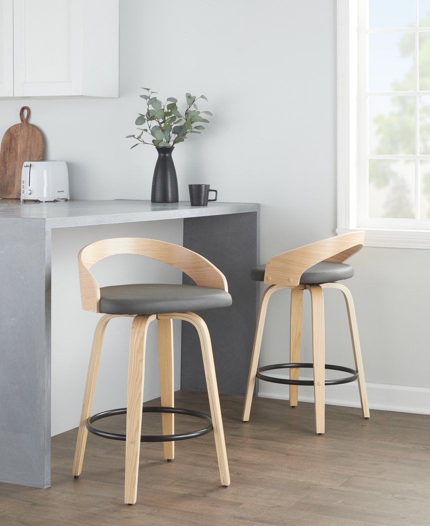 Zykan III Gray Swivel Counter Height Stool, Set of 2 - Thumbnail - Image 9