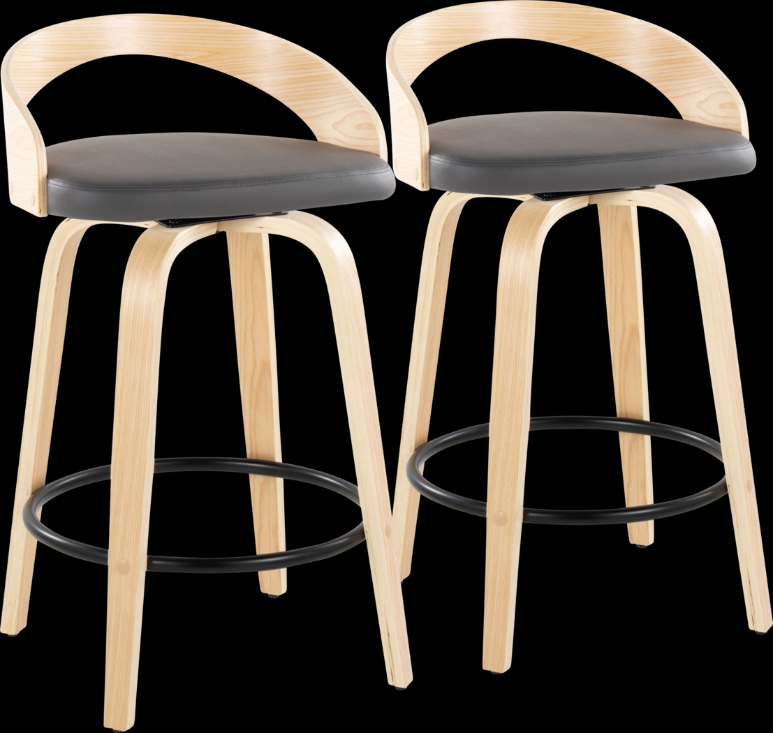 Zykan III Gray Swivel Counter Height Stool, Set of 2 - Thumbnail - Image 1