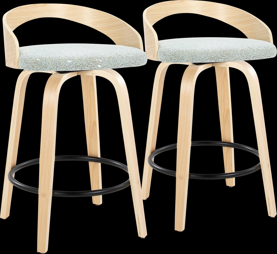 Zykan III Green Swivel Counter Height Stool, Set of 2 - Thumbnail - Image 1