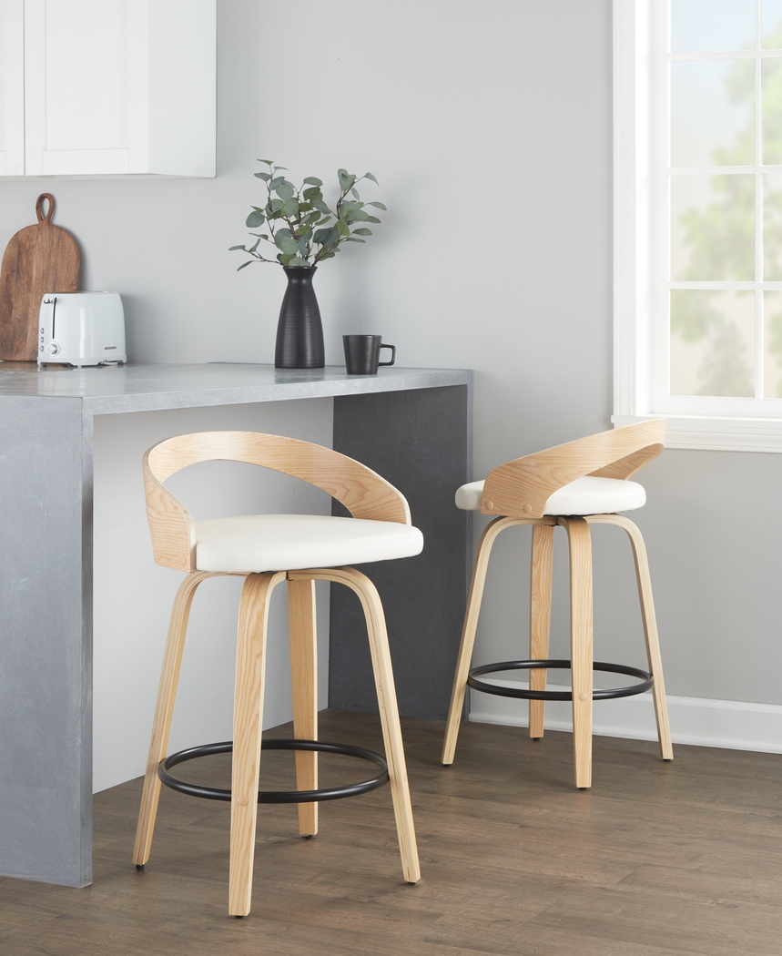 Zykan III White Swivel Counter Height Stool, Set of 2 - Thumbnail - Image 9