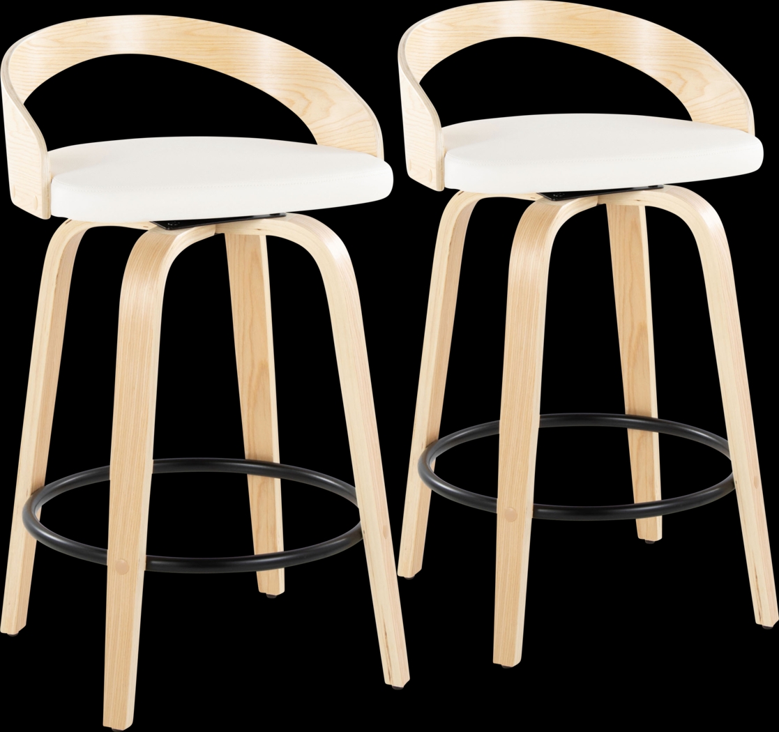 Zykan III White Swivel Counter Height Stool, Set of 2 - Thumbnail - Image 1