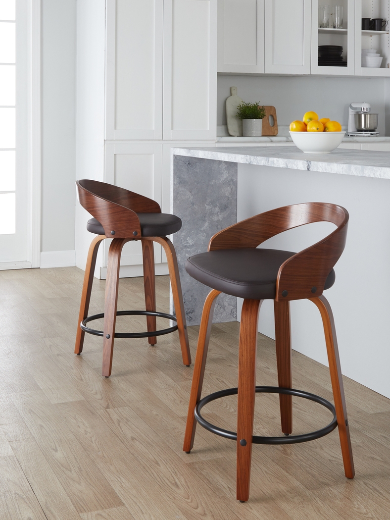 Zykan IV Brown Counter Height Stool, Set of 2 - Thumbnail - Image 2