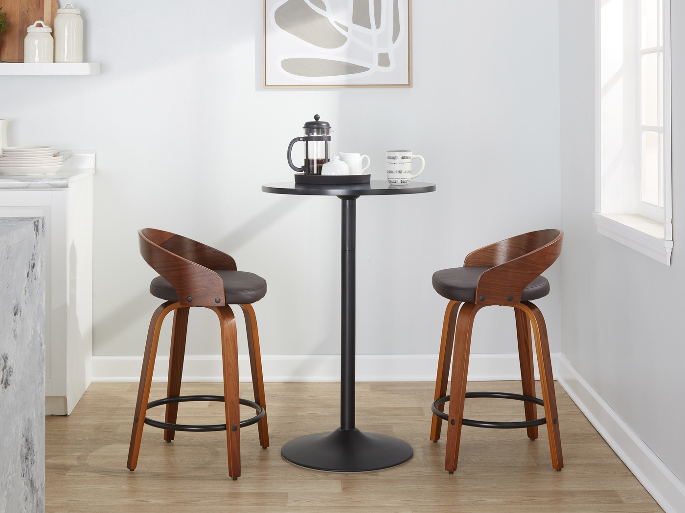 Zykan IV Brown Counter Height Stool, Set of 2 - Thumbnail - Image 3