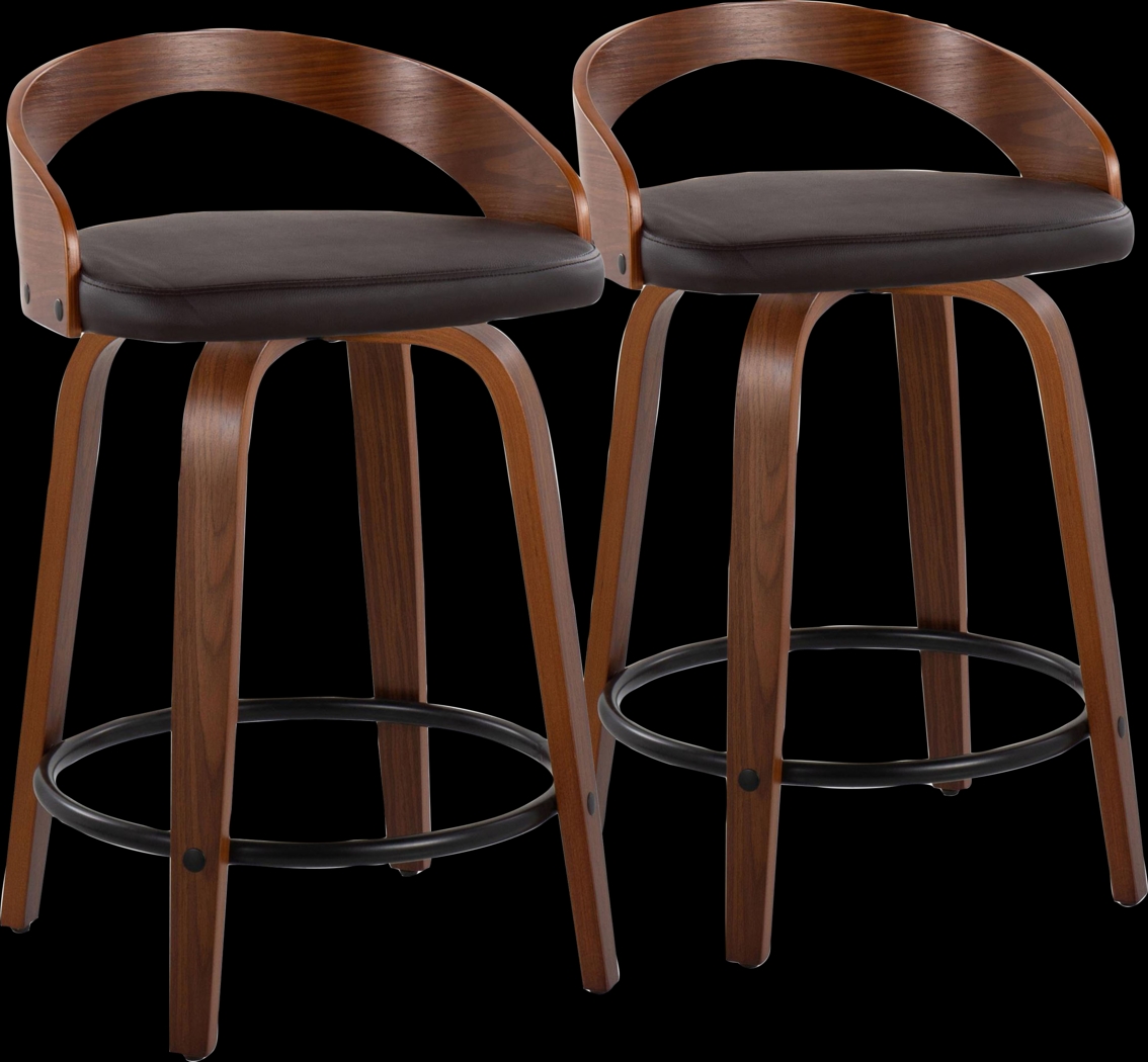 Zykan IV Brown Counter Height Stool, Set of 2 - Thumbnail - Image 1
