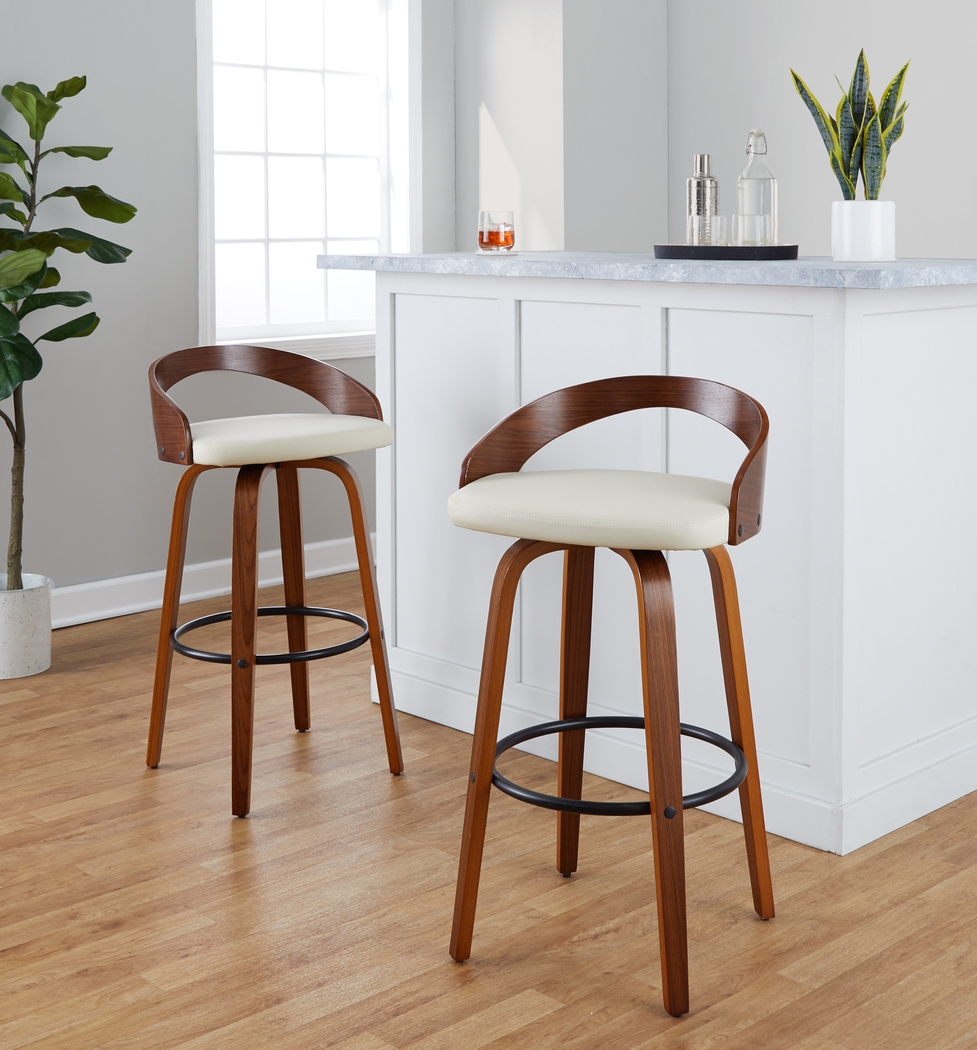 Zykan IX Cream Swivel Barstool, Set of 2 - Thumbnail - Image 4