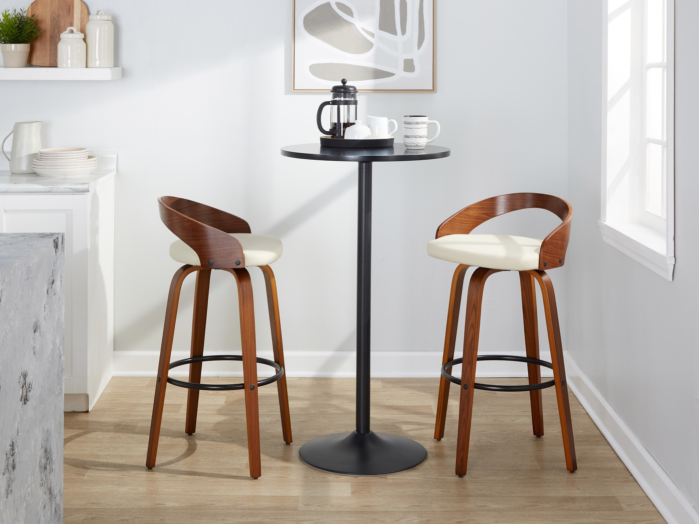 Zykan IX Cream Swivel Barstool, Set of 2 - Thumbnail - Image 5