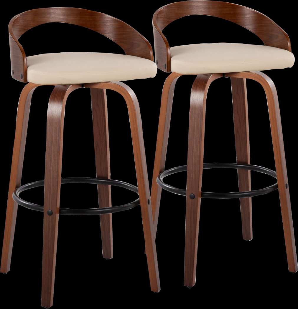 Zykan IX Cream Swivel Barstool, Set of 2 - Thumbnail - Image 1