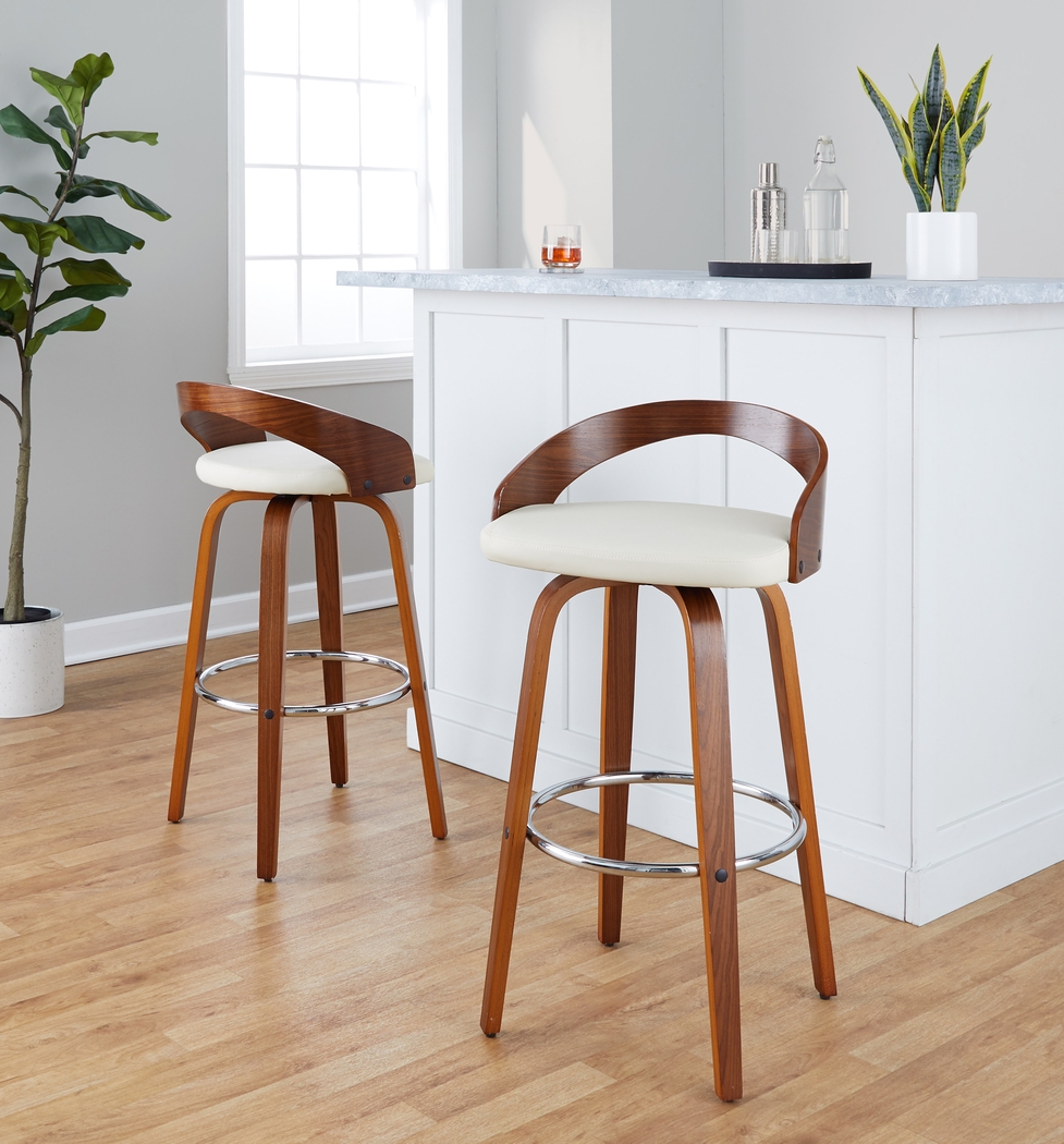 Zykan V Brown Swivel Barstool, Set of 2 - Thumbnail - Image 4