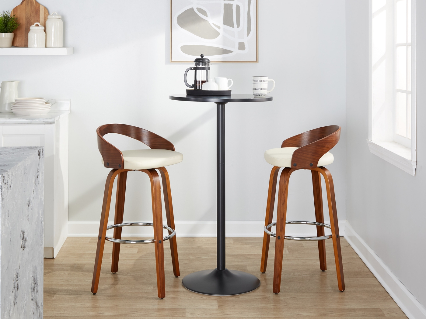 Zykan V Brown Swivel Barstool, Set of 2 - Thumbnail - Image 5