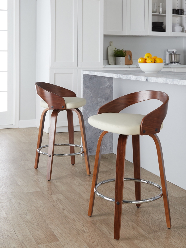Zykan V Cream Swivel Counter Height Stool, Set of 2 - Thumbnail - Image 2