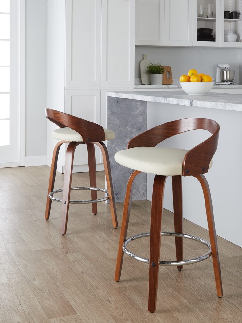 Zykan V Cream Swivel Counter Height Stool, Set of 2 - Thumbnail - Image 4