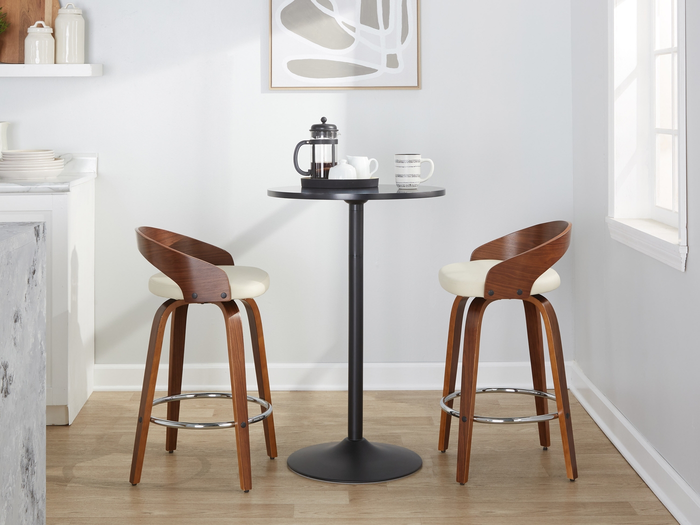 Zykan V Cream Swivel Counter Height Stool, Set of 2 - Thumbnail - Image 5