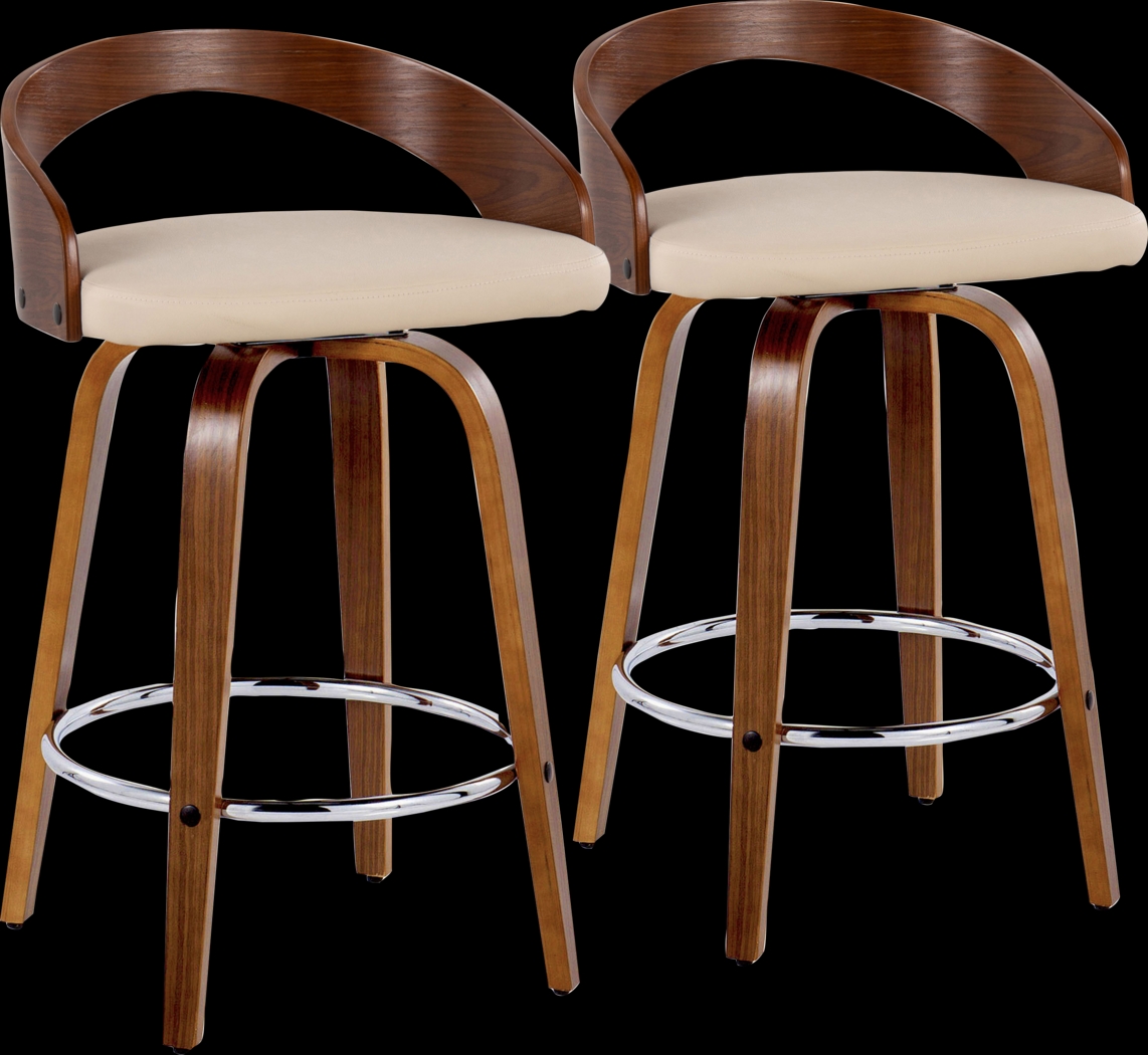 Zykan V Cream Swivel Counter Height Stool, Set of 2 - Thumbnail - Image 1