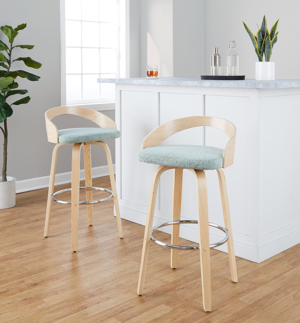 Zykan VI Light Green Swivel Barstool, Set of 2 - Thumbnail - Image 2