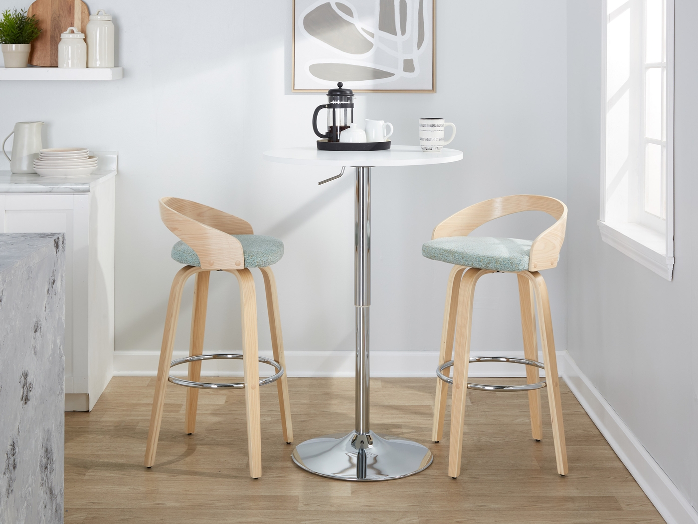 Zykan VI Light Green Swivel Barstool, Set of 2 - Thumbnail - Image 5