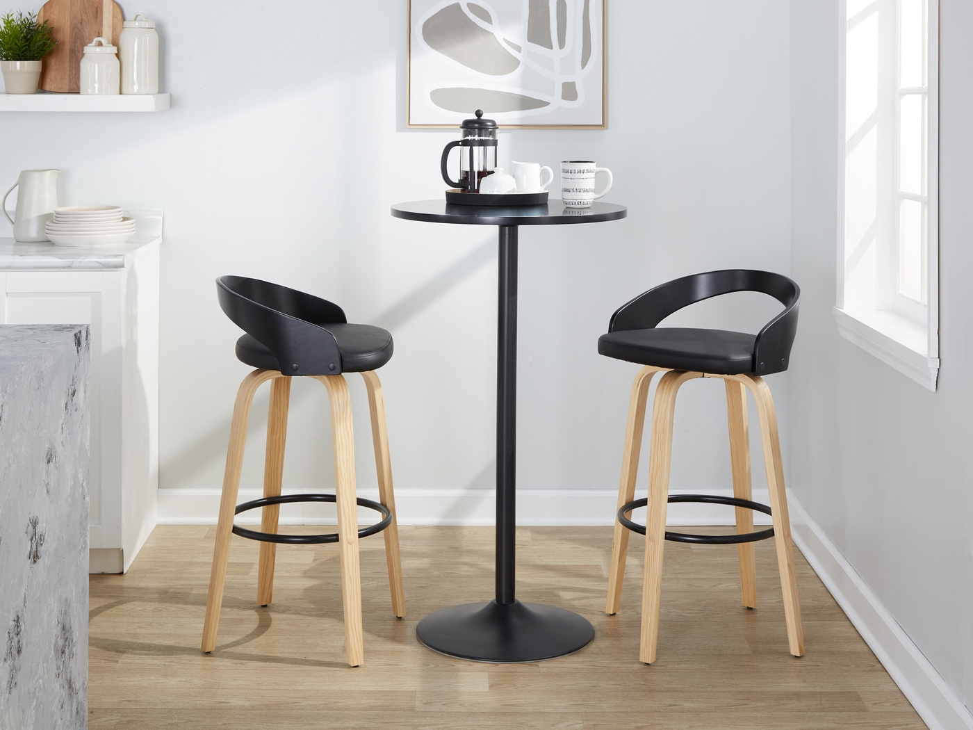 Zykan VII Black Swivel Barstool, Set of 2 - Thumbnail - Image 3