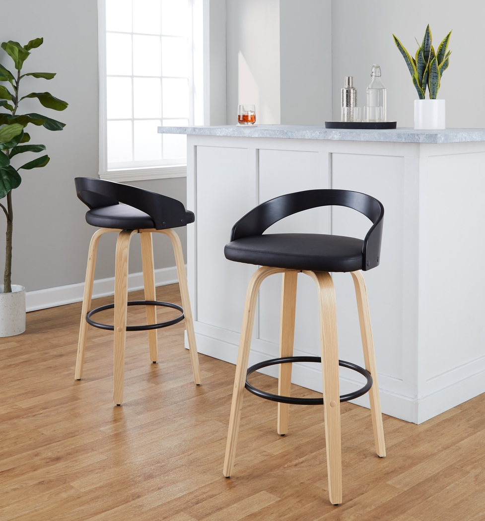 Zykan VII Black Swivel Barstool, Set of 2 - Thumbnail - Image 4